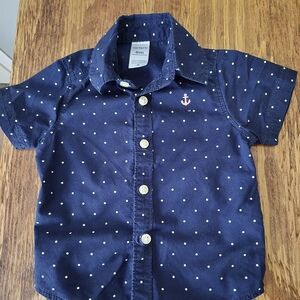 Navy Blue Polka Dot Kids Shirt